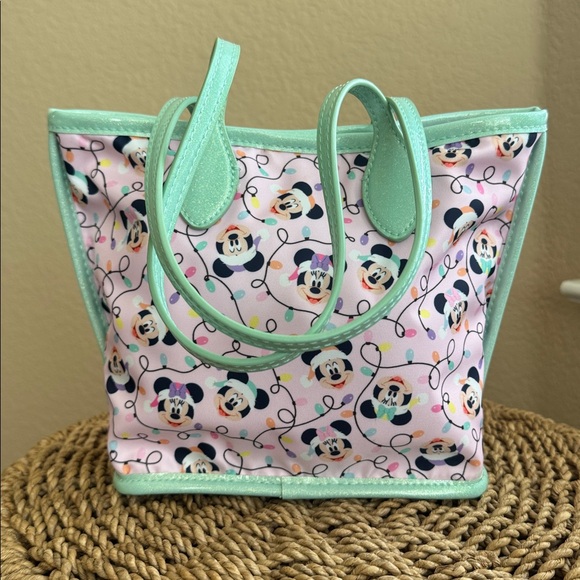 Stoney Clover Lane Mickey & Minnie Mouse Mini Tote Bag with Pink Snowflake patch - Picture 2 of 4